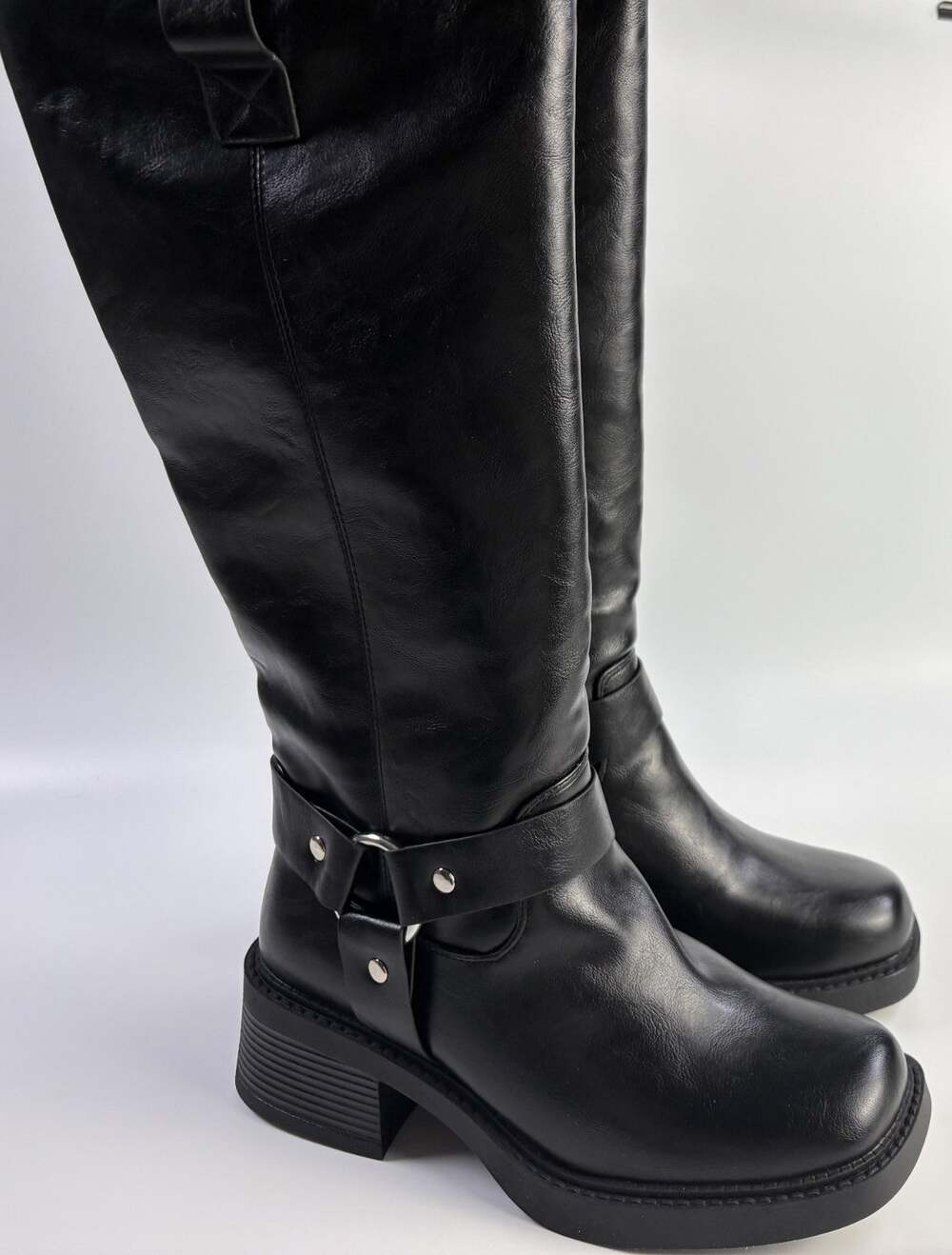 Rebecca Minkoff SONAC1 Black Calf Motorcycle Women's Boots Size 7.5M New